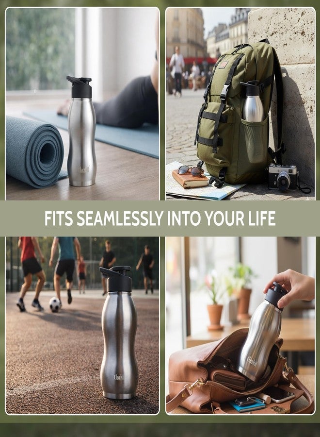 Clazkit زجاجة مياه رياضية من الفولاذ المقاوم للصدأ من كلازكيت بلاتينا، سعة 750 مل | حاصلة على شهادة ISI | مانعة للتسرب، مقاومة للصدأ، خالية من مادة BPA، متينة للاستخدام في الجامعة، الثلاجة، الرياضة، النادي الرياضي، اليوغا، والمكتب - سهلة التنظيف وقابلة لإعادة الاستخدام - Image 5